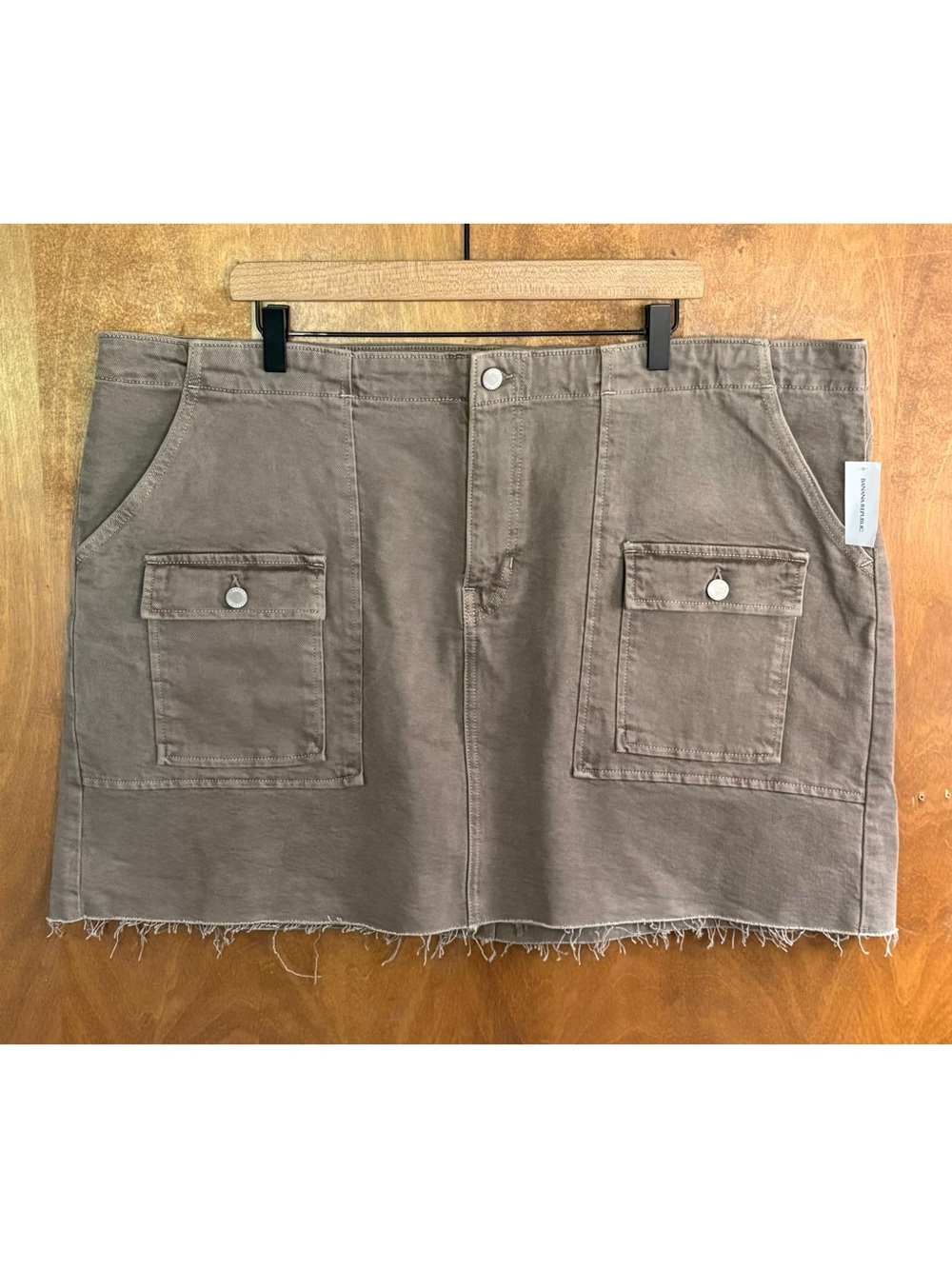 Banana Republic Tan Denim Utility Cargo Mini Skirt Jean NWT XXL Y2K Grunge Boho